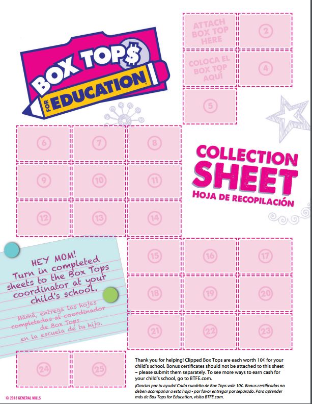 Box Tops Collection Sheets To Print