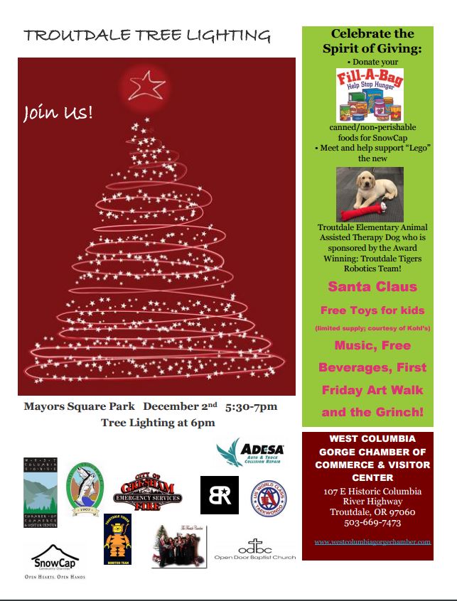 Troutdale Tree Lighting Reynolds School District Oregon