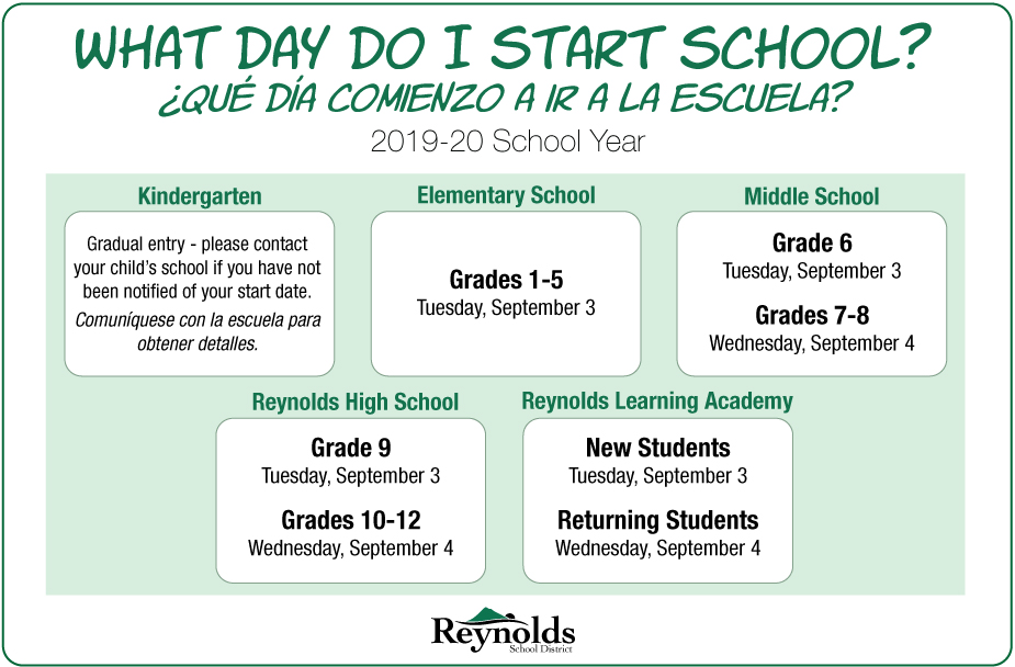What Day Do I Start School? Reynolds School District Oregon