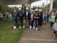 Board members and RSD Superintendent gather for ceremonial groundbreaking. Right to left: Joe Teeny, John Lindenthal, Dane Nickerson, Diane Whitehead, Stevie Chao, and Linda Florence