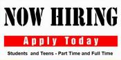 Now Hiring teens for work NOW HIRING SIGN