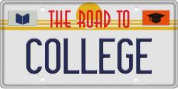 Road to College license plate