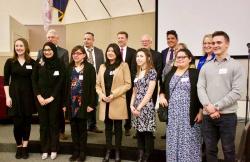 Students honored at Gresham City Hall pose.