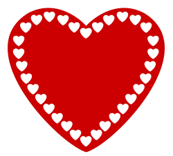 Red heart with small white hearts inside the outer edge.