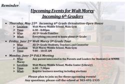 5th Grade Information for WMMS