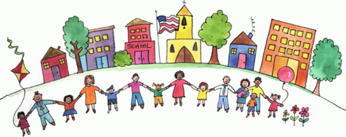 Clip art, animated image: students and adults united