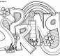 Coloring Page the word Spring with flowers and a rainbow