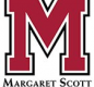Red M with white and black outline. Underneath it reads Margaret Scott Elementary.